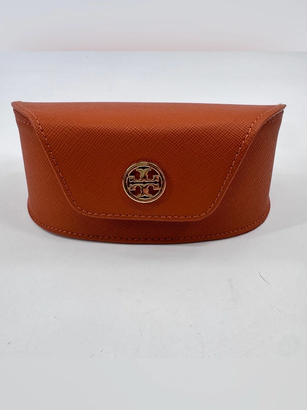 Tory Burch Orange Sunglasses case with Gold Emblem Medallion